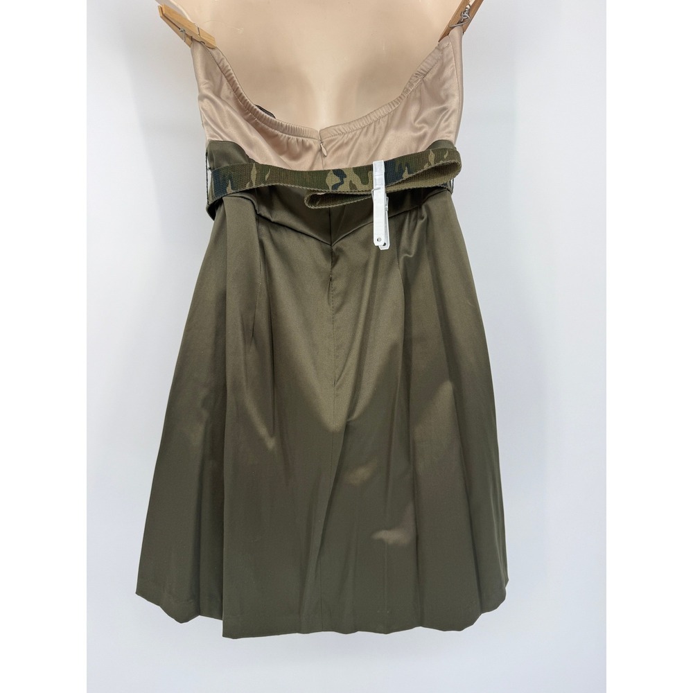 JUMP Strapless Mini Dress M Festival Indie Sleaze Utility Pleated Camo Belt - Picture 5 of 14